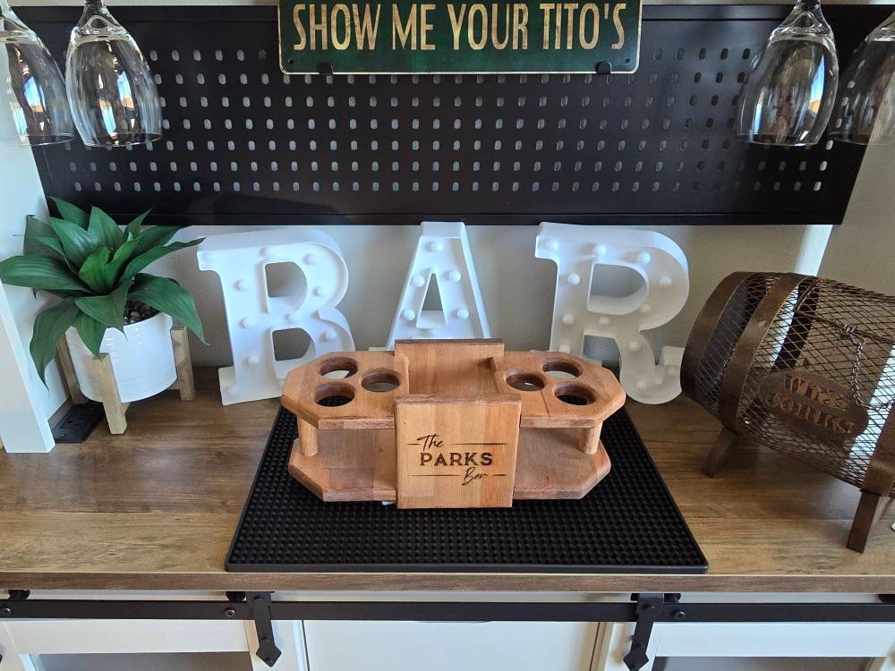 Personalized Engrave Tequila Shot Wooden Board, Housewarming Gift, New Home Gift, Wedding Gift, Engagement Gift, Bride Gift, Tequila Flight