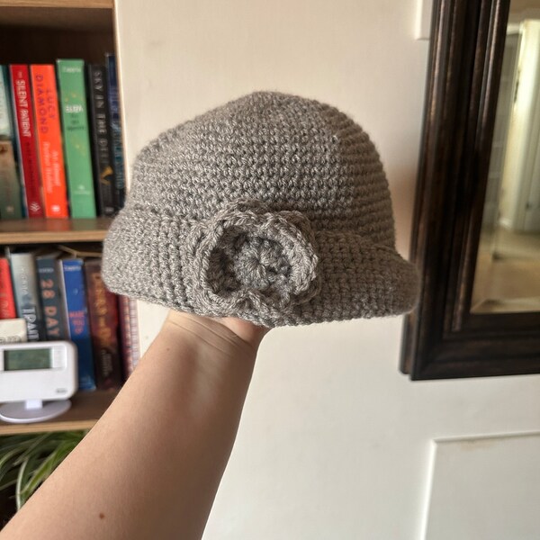 Crochet Hat & Flower PATTERN, Infant to Adult Sizes, Easy Rolled Brim ...