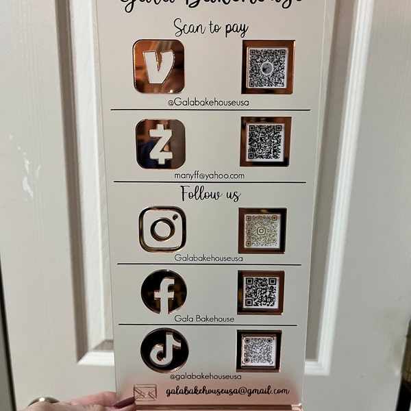 Custom 5 QR Code Business Sign: Social Media & Payment - Etsy