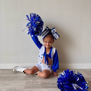 Kids Dallas Cheerleader Outfit Includes Vest Blue Top White Shorts Pom Poms. Bows Sold Separately Etsy