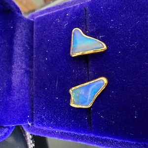 Customer photo from Lindsay, Large Raw Australian Opal Stud Earrings