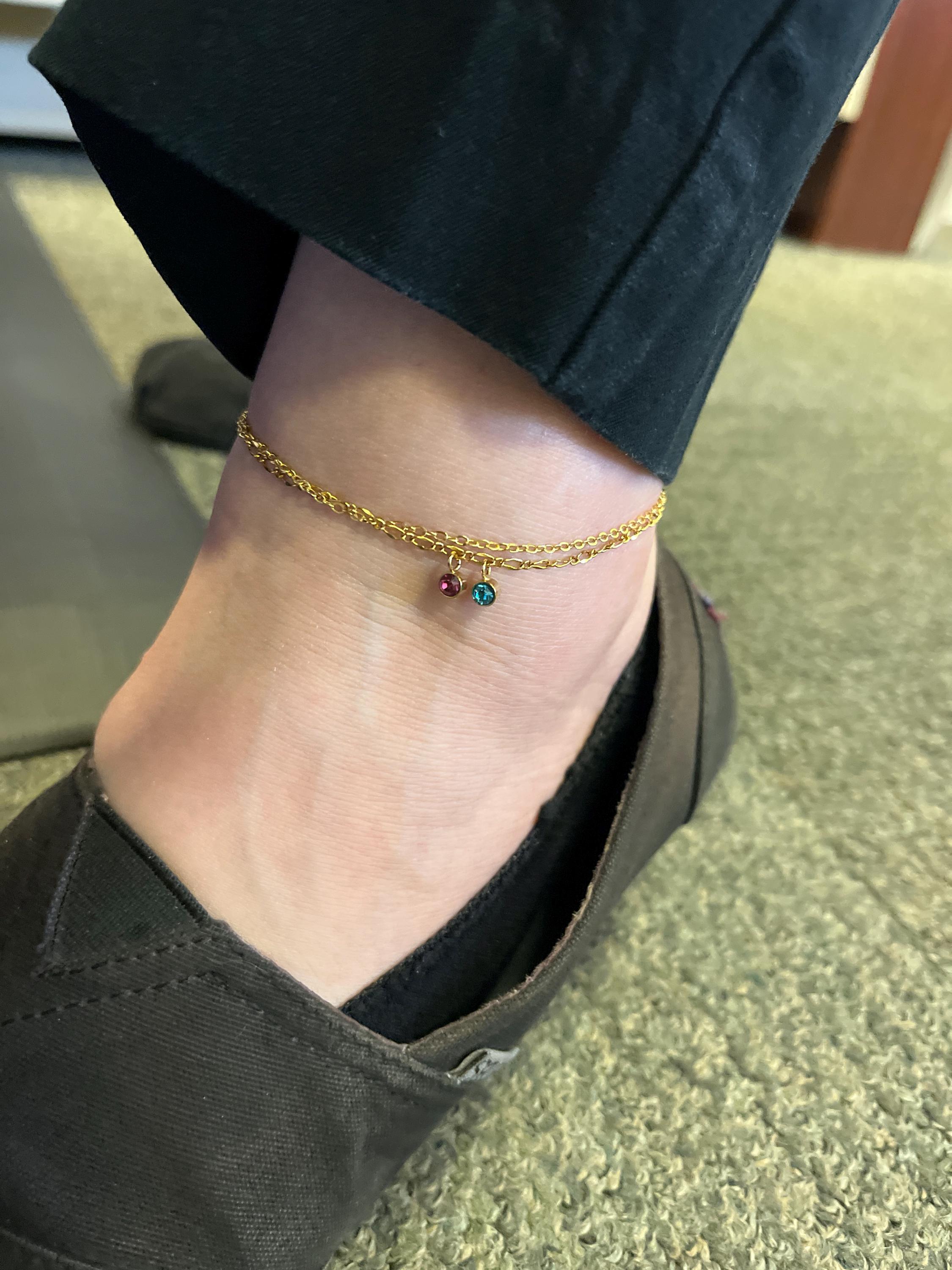 Birthstone anklet something blue for bride anklets birthday gifts Personalized anklet