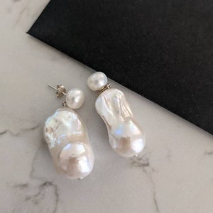 CLASSIQUE Baroque Pearl Earrings, Big Pearl Earrings, Large Pearl ...