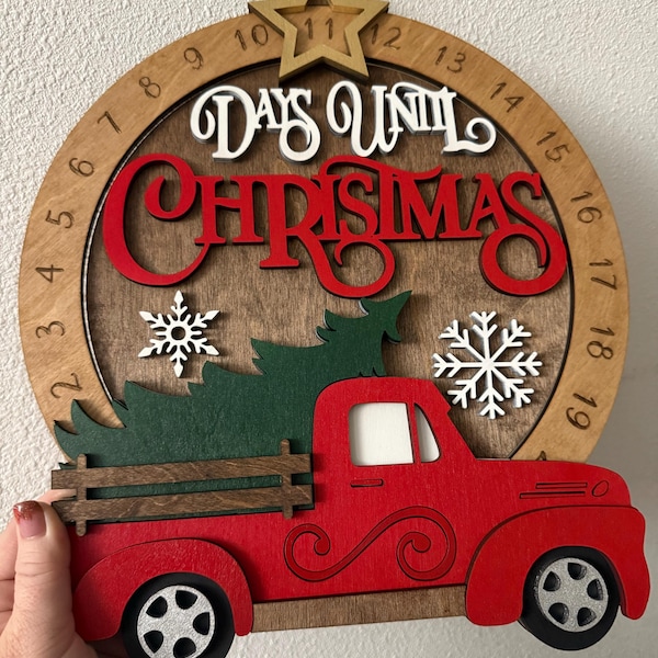 Days Until Christmas Countdown SVG Laser Cut Files: Tree Truck SVG ...