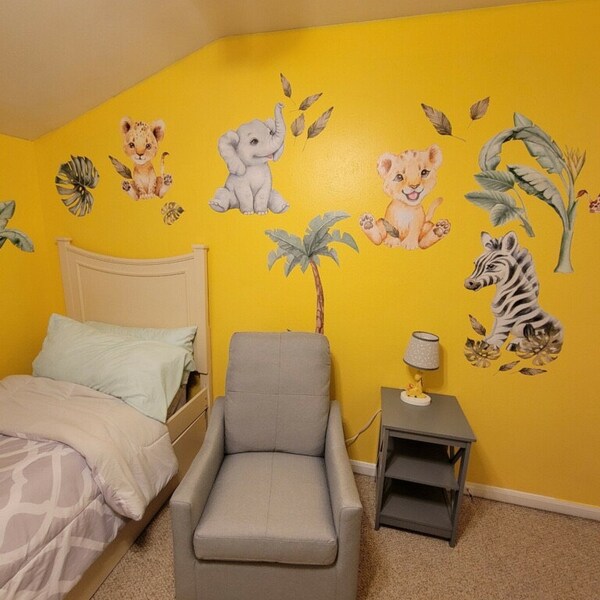 Cute Safari Animals Wall Decal for Kids, Removable Peel and Stick Wall ...