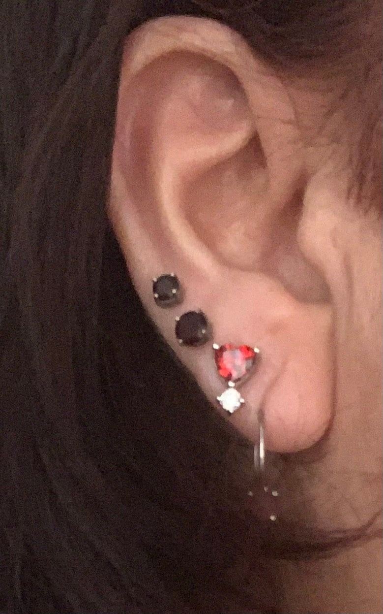 Garnet Heart Drop Studs by Caitlyn Minimalist • Dainty Diamond Earrings in Gold • Romantic Vintage Jewelry • Perfect Gift for Her • ER336