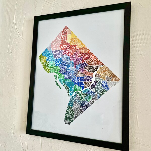 Washington DC Neighborhood Map Art Print, Signed Print of My Original ...