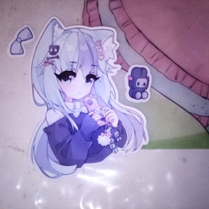 Shy Aoi Neko Girl Vinyl Sticker pack laminated kawaii -  Portugal