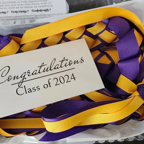 Graduation Rabon Purple & Gold Graduation Ribbon Lei | Thick, High-quality Ribbon - Etsy