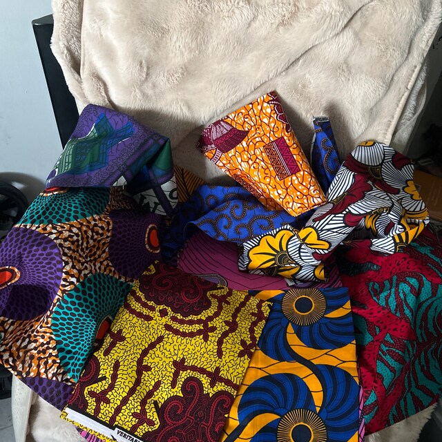 African Fabrics Craft Set, African Wax Print Fabric Bundle, Random