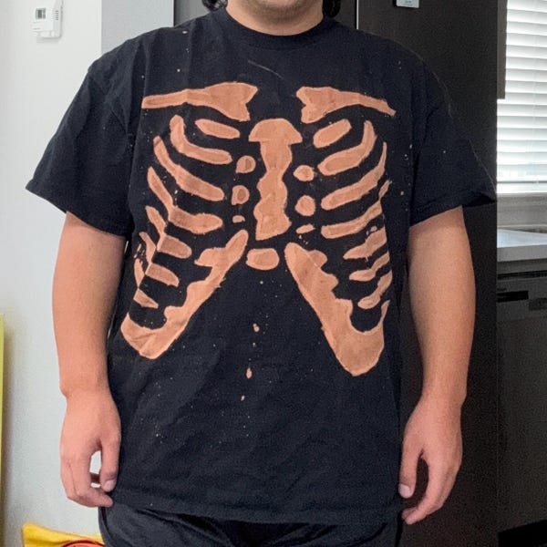 Ribcage Bleach Dyed Black T-shirt - Etsy