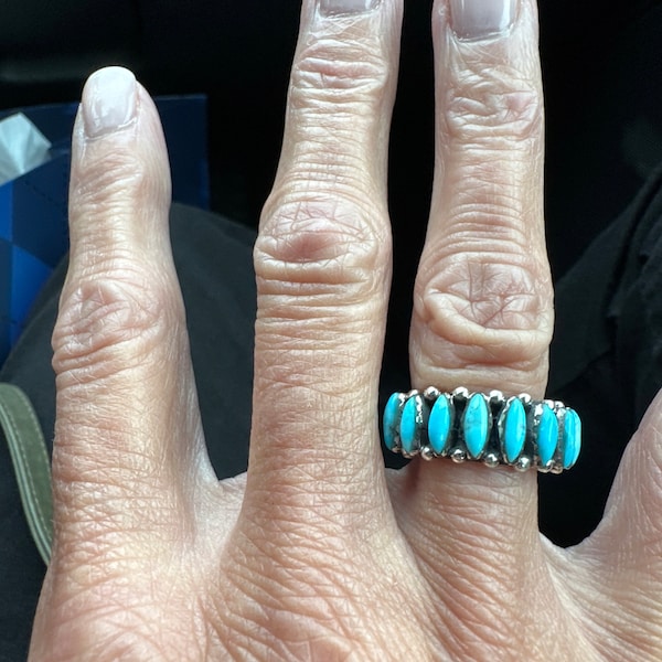 Sleeping Beauty Turquoise 925 Sterling Silver Band Ring Sizes 6, 7, 8 ...