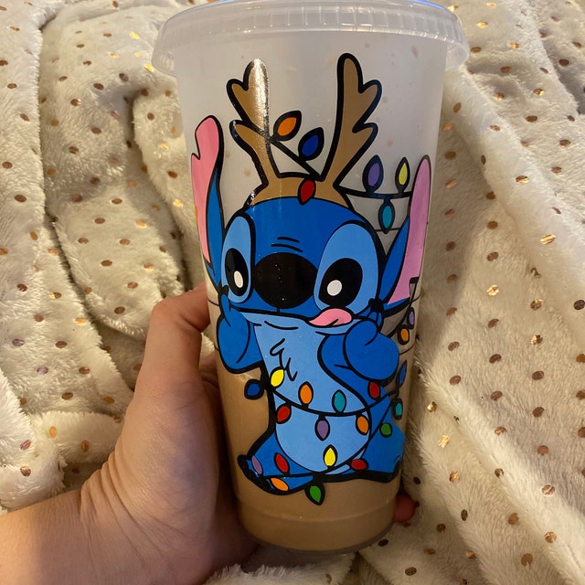 1X Disney Starbucks inspired Venti Reusable Iced Cold Coffee Cup - Stitch