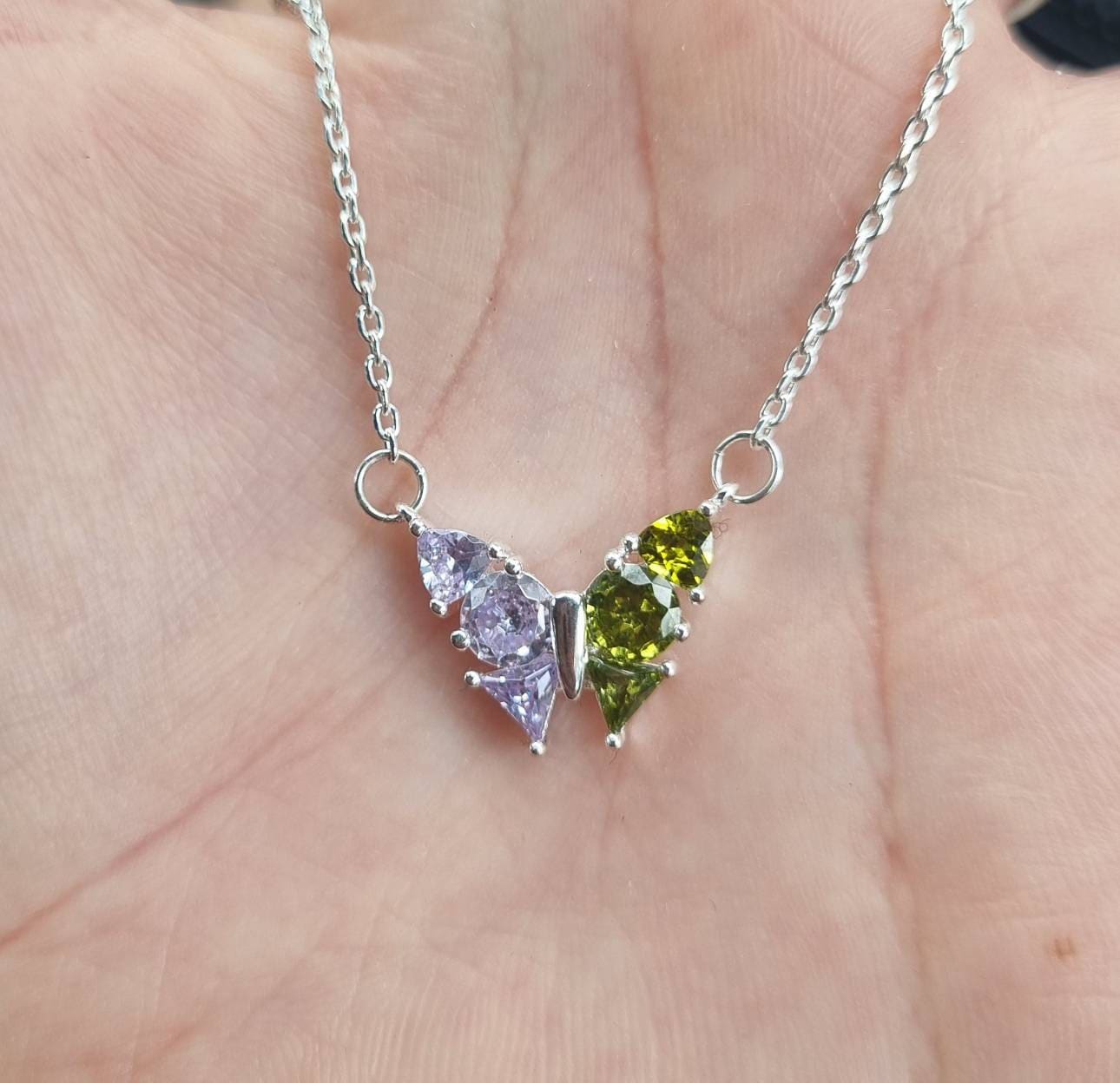 Butterfly Birthstone Necklace, 18K Gold Necklace, Wedding Necklace, Anniversary Gift, Bridal Gift, Grandma Gift, Christmas Gift for Her
