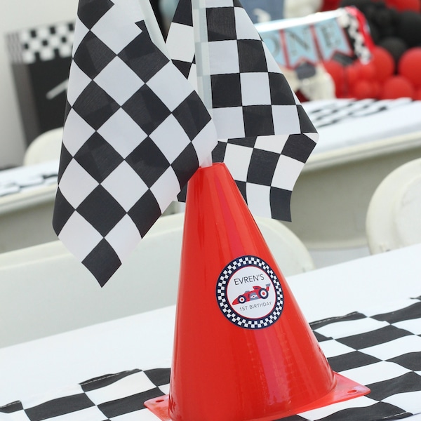 Cars Party Sticker Car Theme Birthday Party Favors, Kids Racing Stickers, Checkered Flag ...