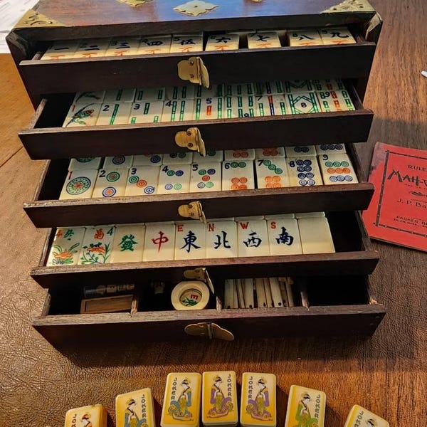 Mahjong Gioco Da Tavolo Mah Jongg Jong Mahjong 10 Joker Stickers Dragon - Set #807 ** Free Shipping Mahjong Rummy Game - Foto 8