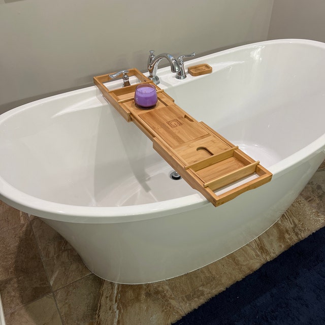 interDesign Natural Wood Bathtub Caddy 27.56-in x 1.57-in in the Bathtub & Shower  Caddies department at
