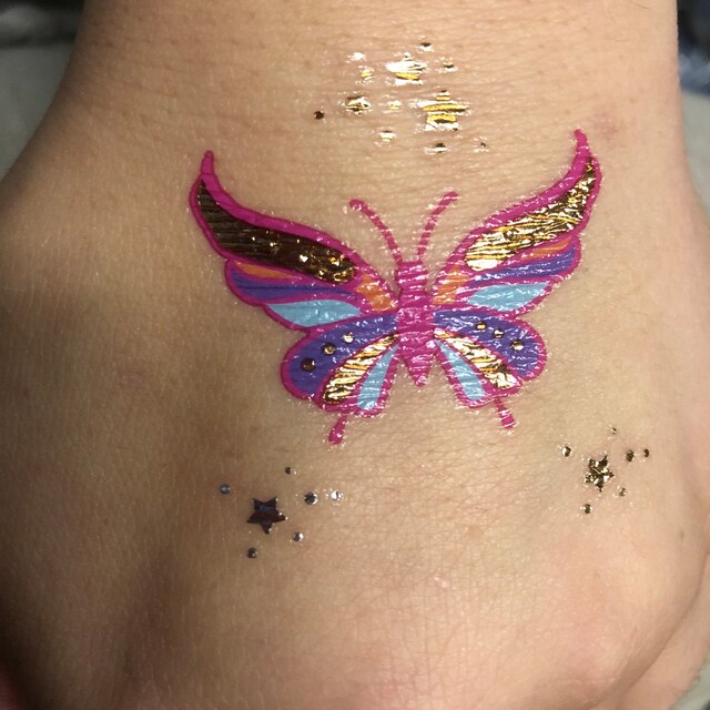 Butterfly Tattoos for Kids - 34 Glitter Temporary Tattoos