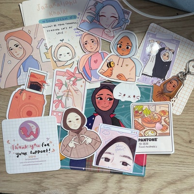 Purple Flowers Hijabi Cute Hijabi Stickers Islamic - Etsy