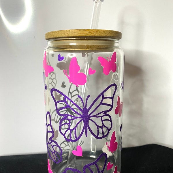 20oz Butterfly Libbey Glass Can Svg, Glass Can Full Wrap Svg ...