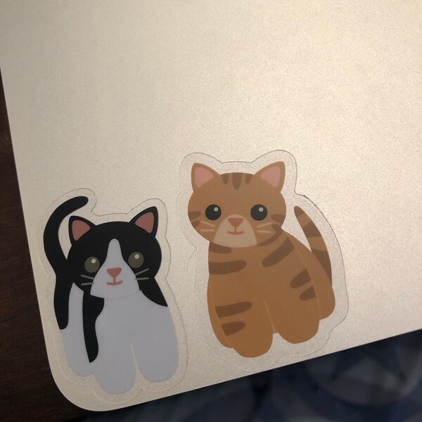 Orange Tabby Cat Vinyl Sticker for Water Bottle and Laptop, Cute Kitten ...