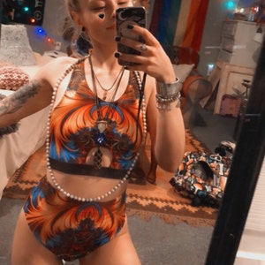 Roma Hologram Crop Top with Buckle Closer - Rave & Festival Wear