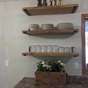 Rustic Shelves With J-brackets Industrial Shelf Kitchen - Etsy
