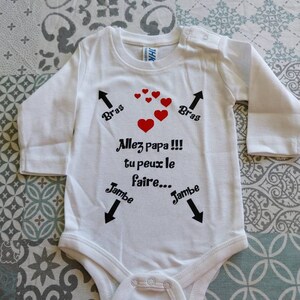 Body Bébé "Ma Mission Échecs Avec Papa" - Imprimé En France - Taille Normale - Lavable En Machine