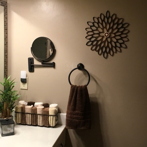 Large Round Wall Art Gray Decoration Neutral Living Room Decor Home