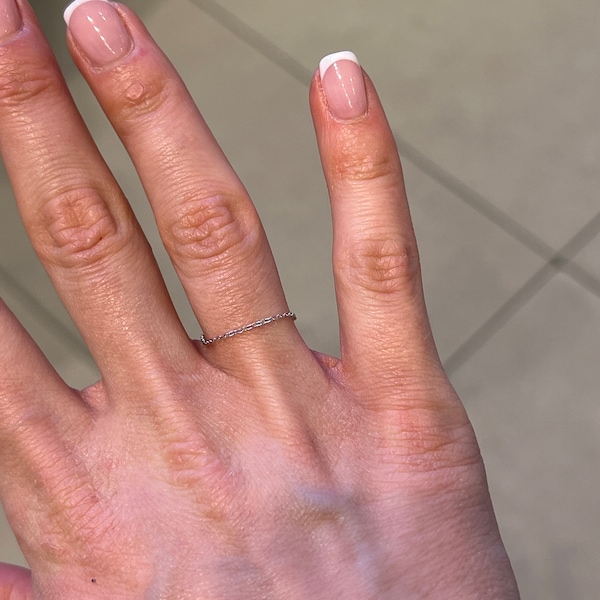 14k Dainty Chain Ring / Super Dainty Link Chain Ring / Barely There ...