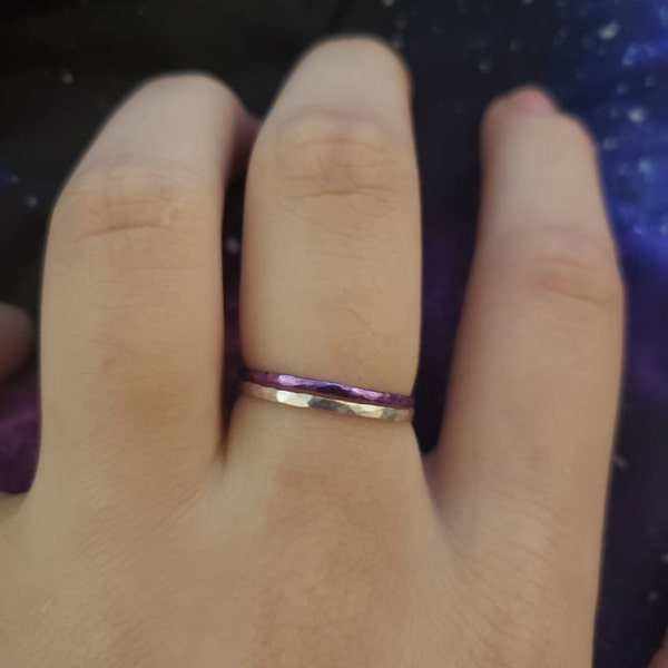 Super Thin Violet Silver Stackable Ring(s),purple Ring,purple Stacking ...