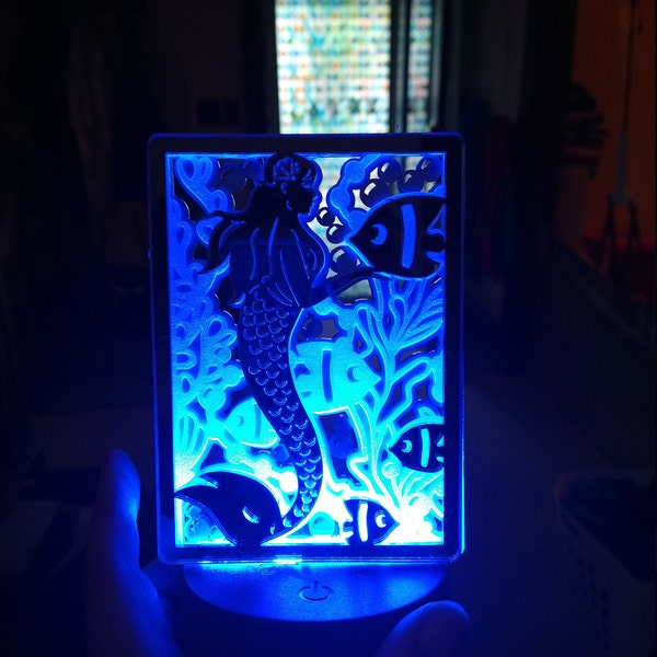 Mermaid Shadow Box Lightbox Template Cricut SVG Cut Files 5x7 Mermaid ...