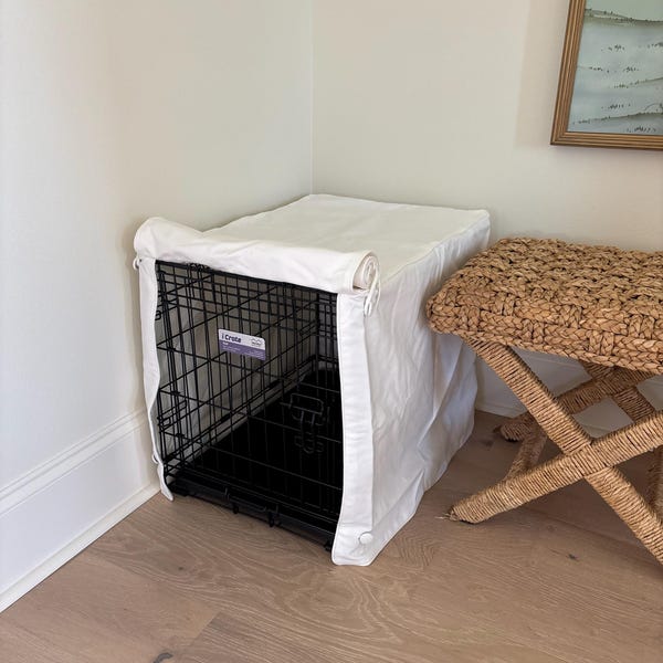 Image showcasing Washable Dog Crate Cover in Natural - Etsy