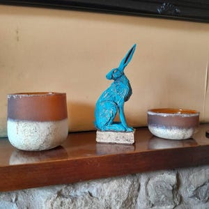 Blue Hare Sculpture in Ceramic by Paul Szeiler. - Etsy