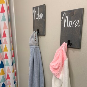 Bathroom Wall Decor, Personalized Name Hook, Towel Holder, Personalized ...