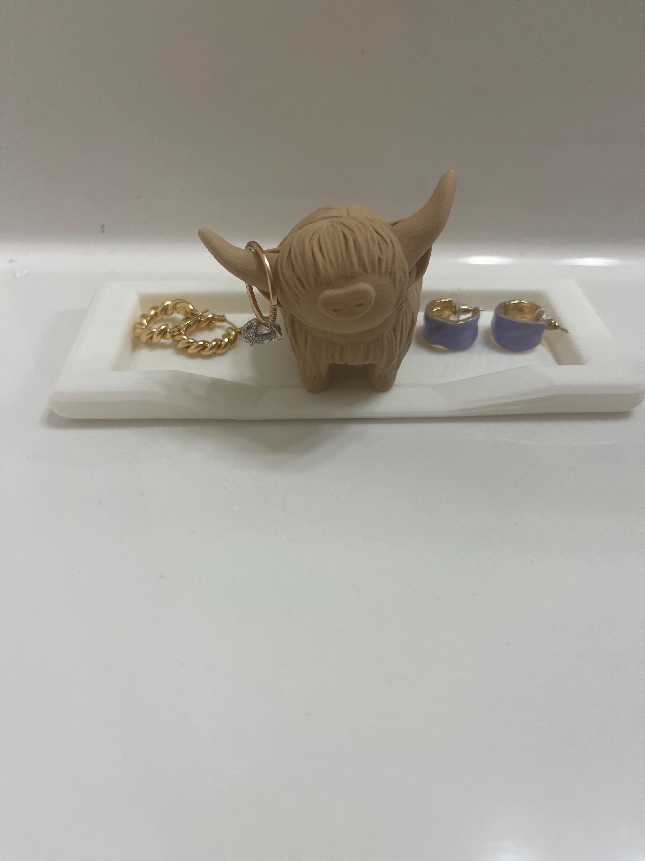 Highland Cow Ring Holder With Bed Dish (Small or Large ) | Farmhouse Decor | Jewelry Organizer | Personalized Ring Holder | Gift For Her