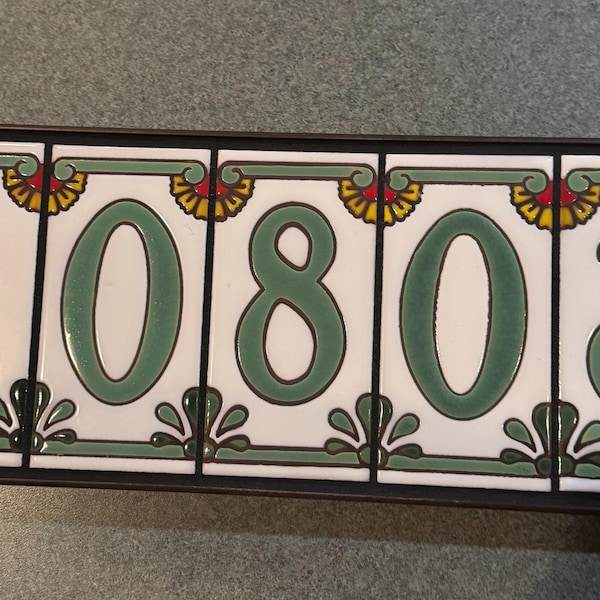 Green on White Dragonfly Tile House Numbers | Dragonfly End Caps ...