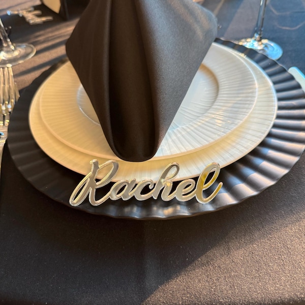 Laser Cut Mirrored Acrylic Place Setting Names, Wedding Party Seating ...
