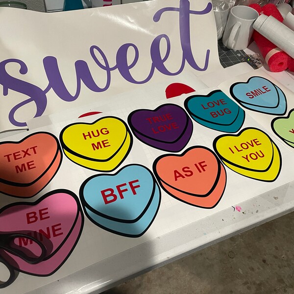 Candy Hearts SVG. PNG. Mix & Match! Cricut Cut Files, Silhouette ...