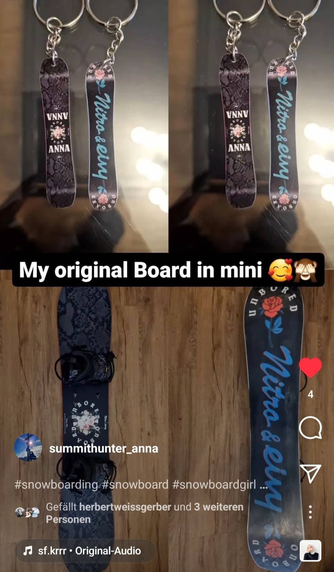 Custom Keychain Snowboard
