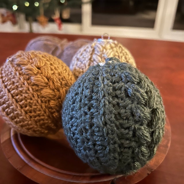 A customer's finished Autumn Wheat Bauble Ornament Crochet Pattern