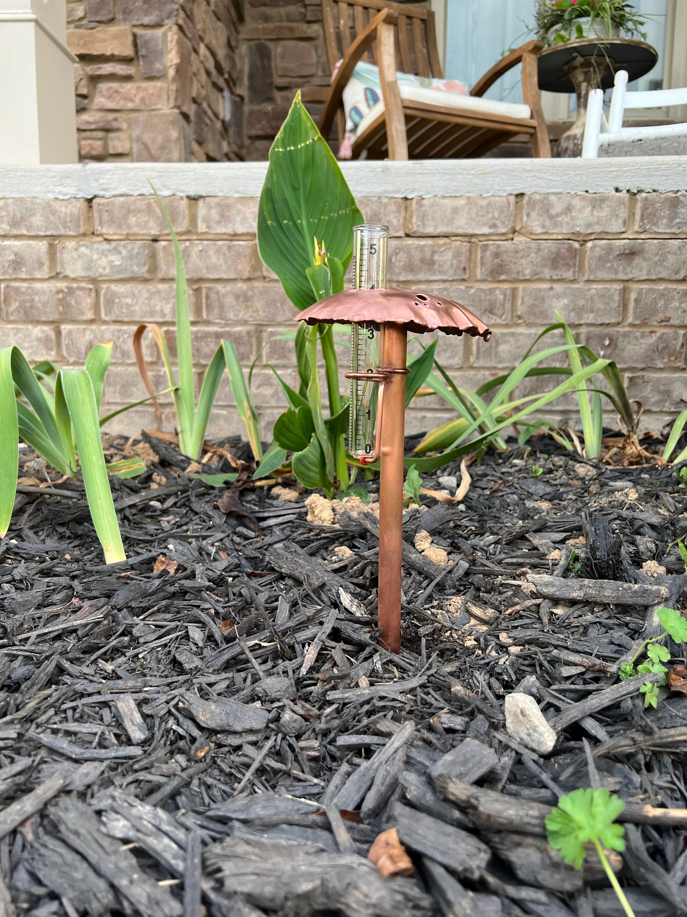 Copper Mushroom Rain Gauge