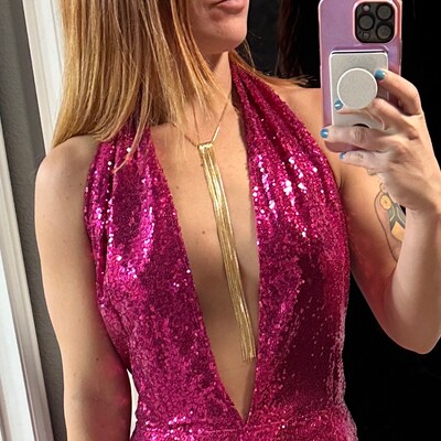 rhinestone tie necklace