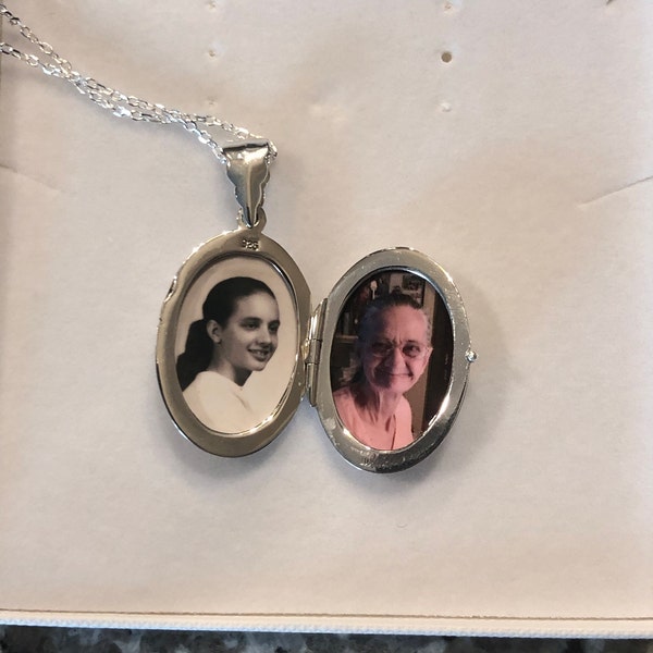 Engraved Sterling Silver Oval Photo Locket,quarter Size Photo Locket ...