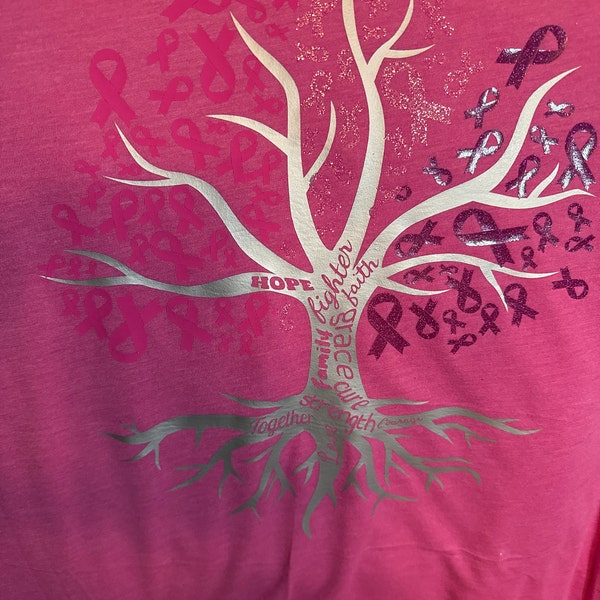 Pink Ribbon Tree Svg, Pink Cancer Svg, Breast Cancer Svg, Pink Ribbon ...