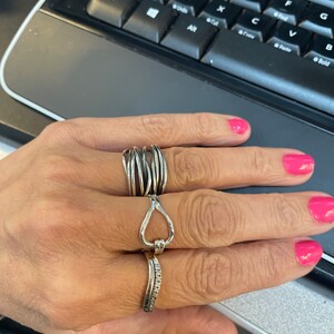 CSIYANJRY99 Thin Stacking Initial Rings for Women Stackable Plain Letter Ring for Women Silver Capital Letter Band Ring Open Adjustable Alphabet Ring (A