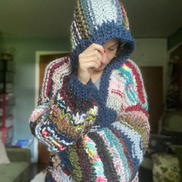 Chunky Knitting Pattern - Scrap Heap Hoodie - Beginner