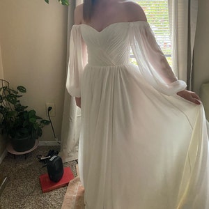 Off the Shoulder Wedding Dress Silk Bridal Gown With Puff - Etsy