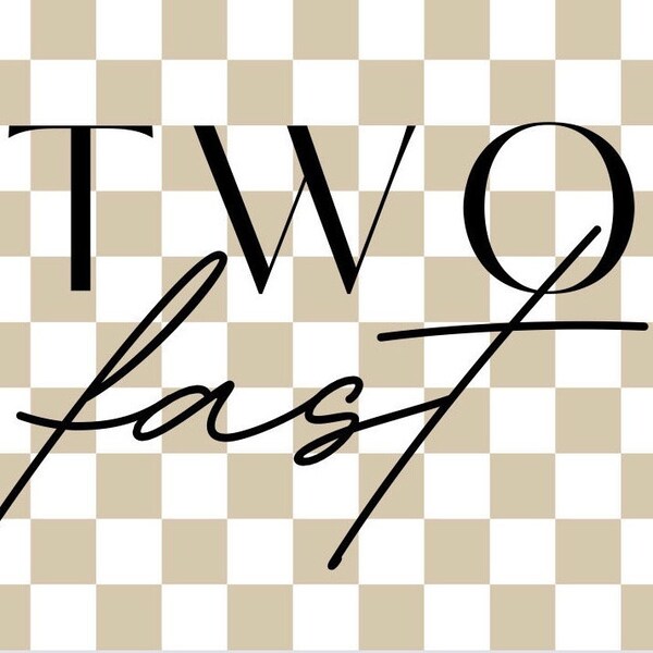 Two Fast Race Car Banner Printable L Blue Checkered Flag L Digital ...