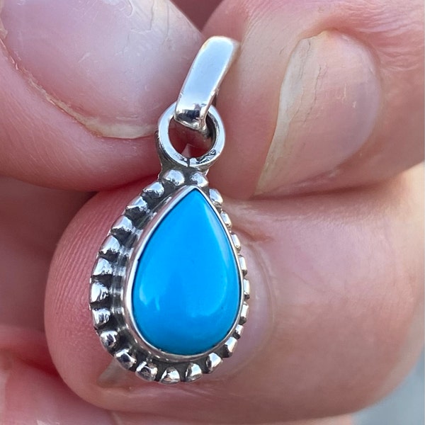 Natural Sleeping Beauty Turquoise Pendant - 925 Sterling Silver - Handcrafted Gemstone Jewelry